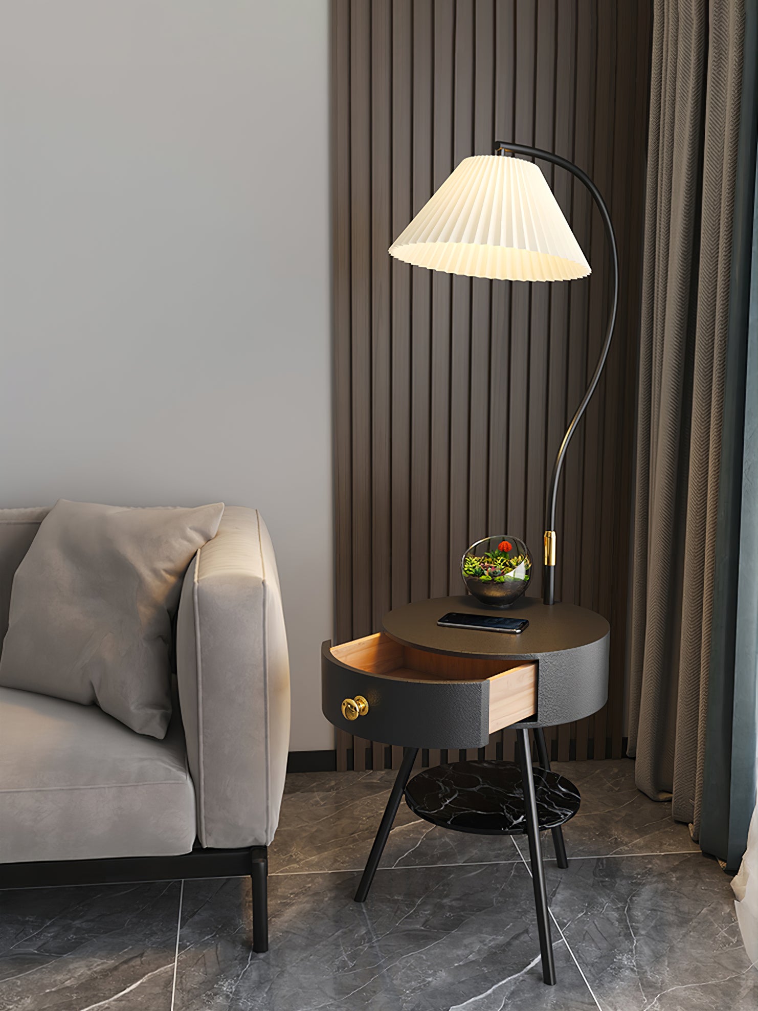 Pleated Drawer Floor Light - Lumpaz