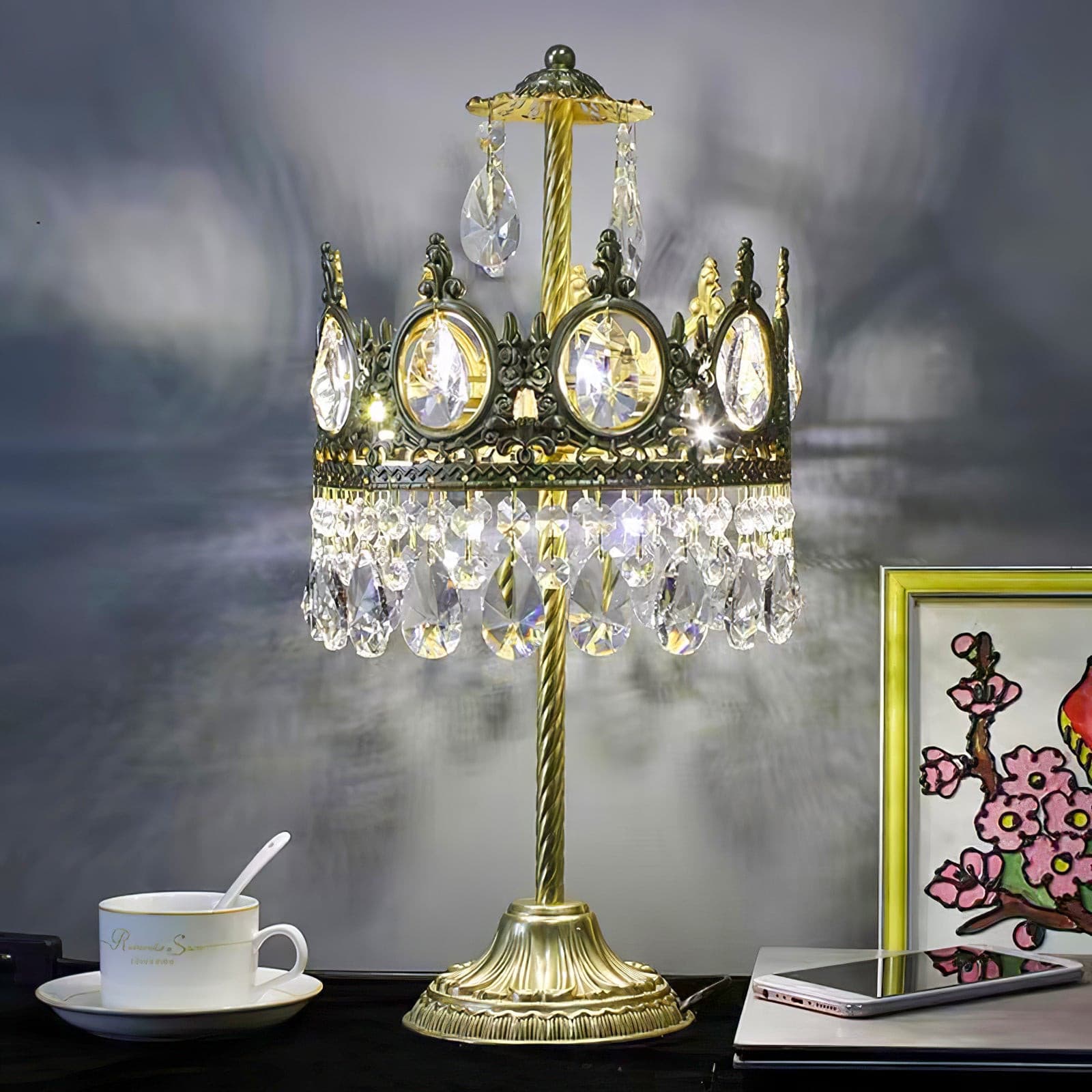 Vintage Crystal Table Lamp - Lumpaz