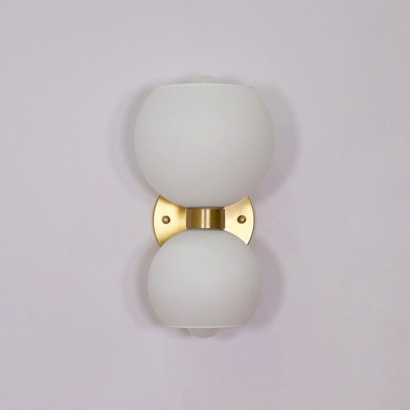 Round White Glass Bedroom Wall Lamp - Lumpaz