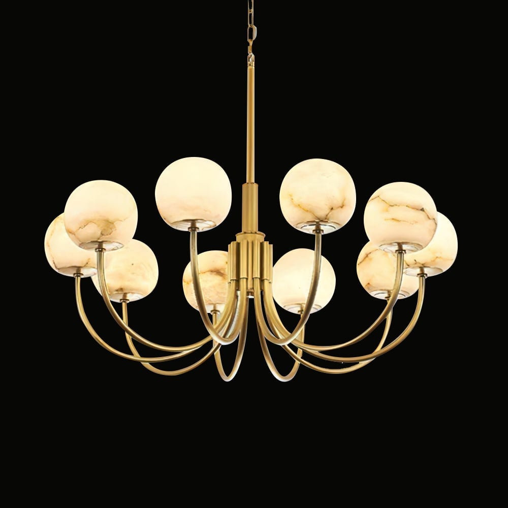 Brass Alabaster Round Chandelier - Lumpaz