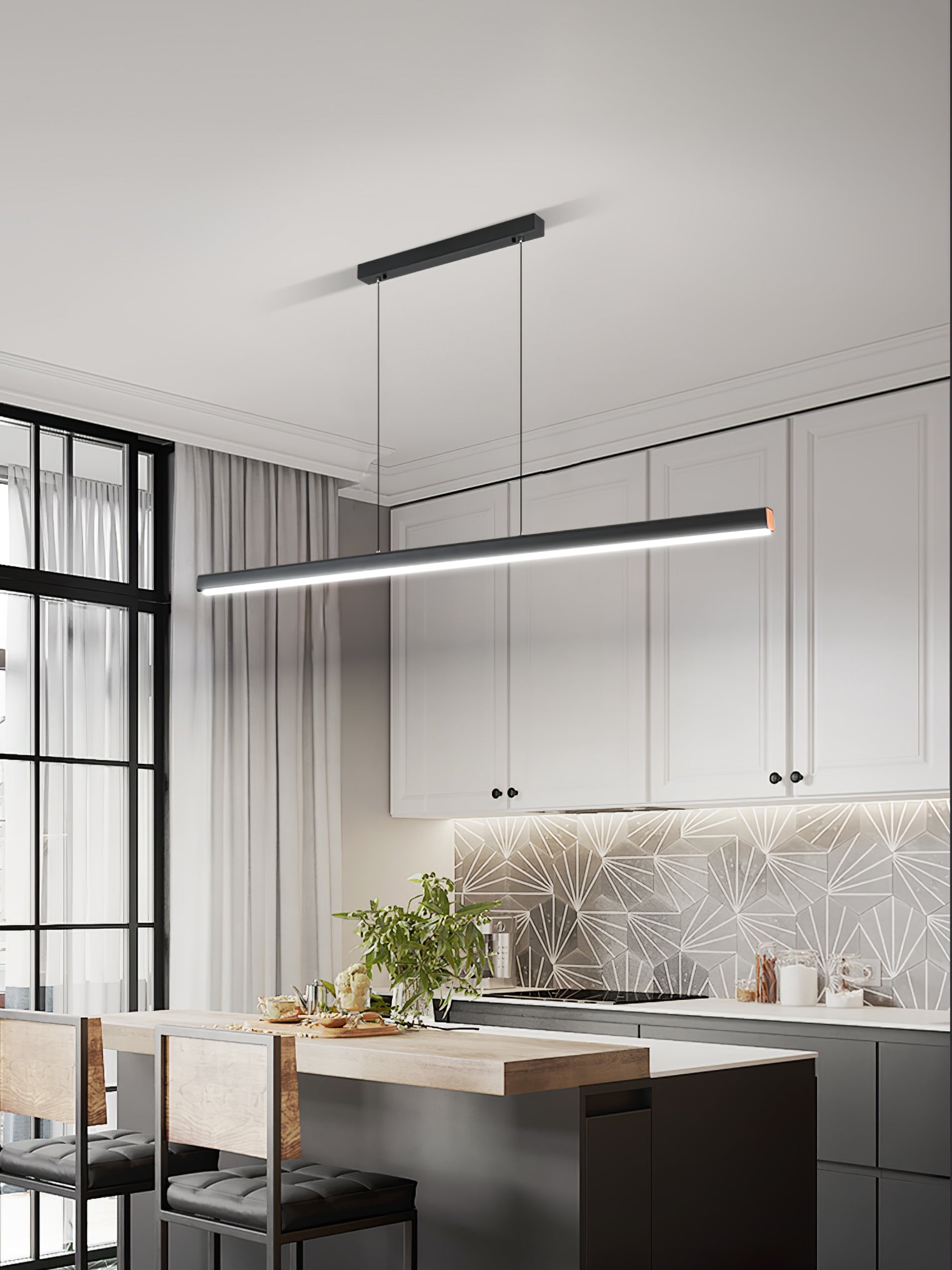 Edge Linear Island Chandelier - Lumpaz