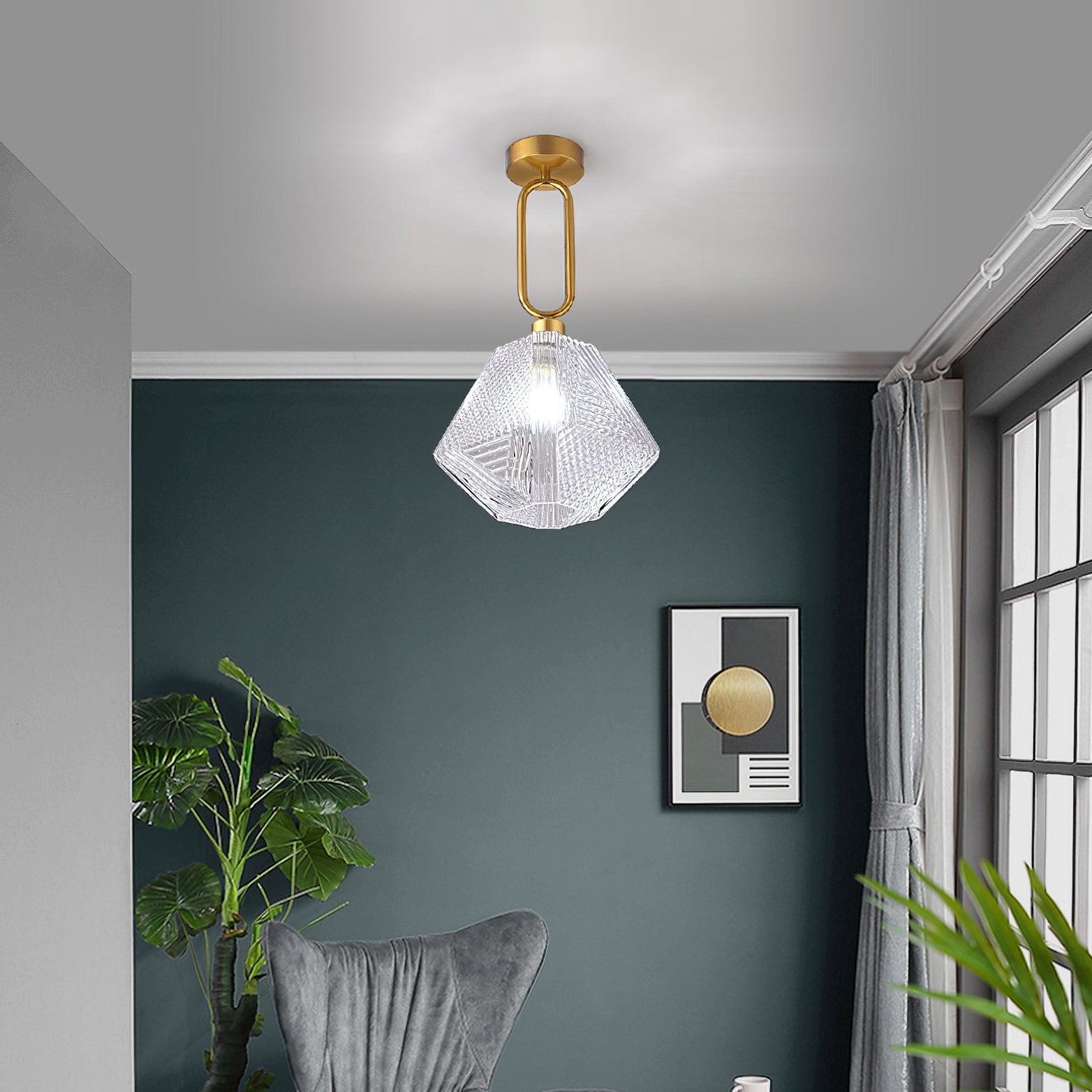 Diamond Cut Art Deco Ceiling Light - Lumpaz