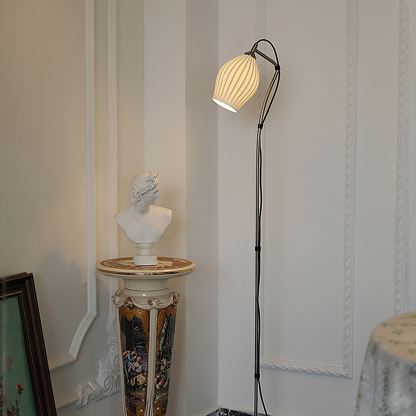 Ceramic Ribbed Floor Lamp - Lumpaz