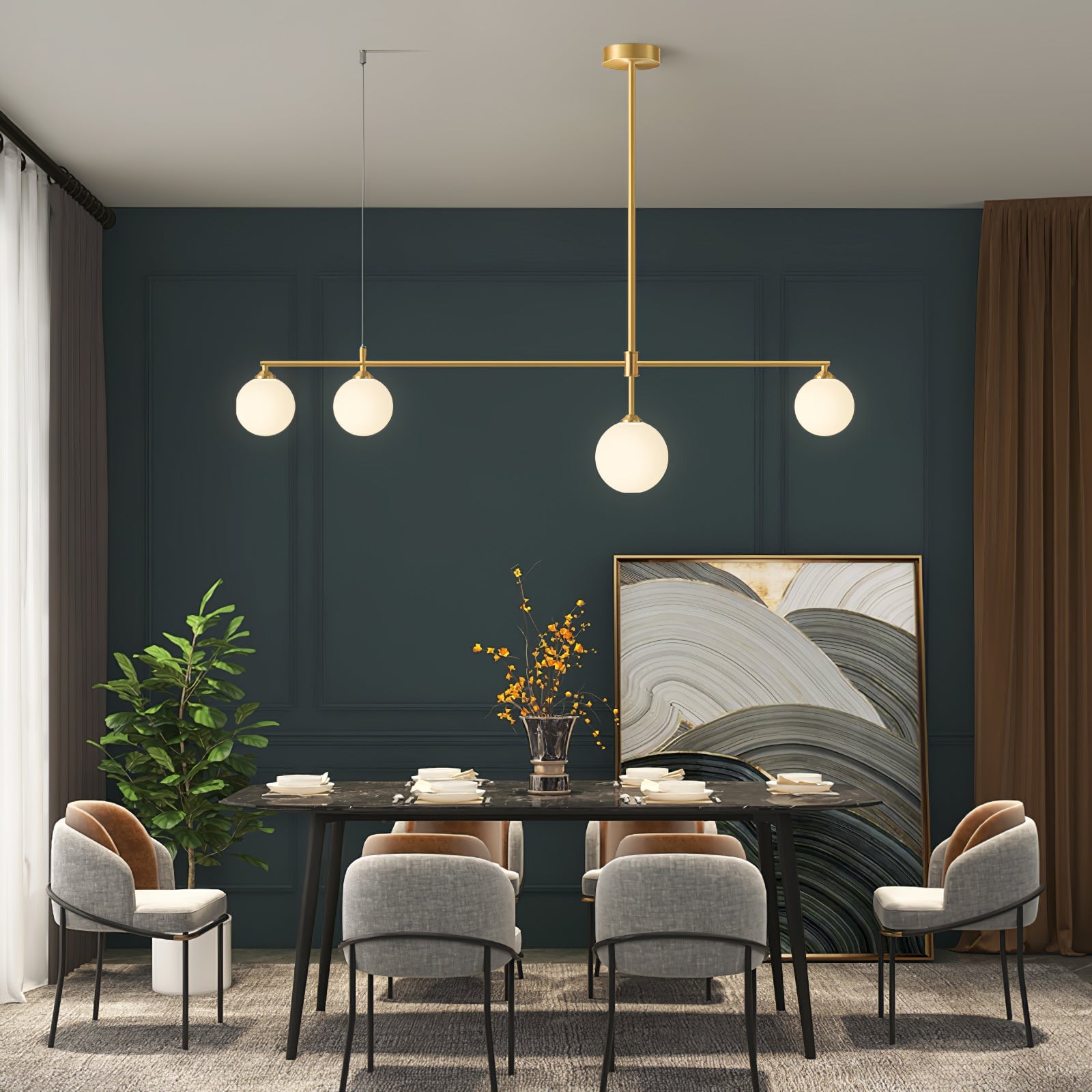 Brass Globe Chandelier - Lumpaz