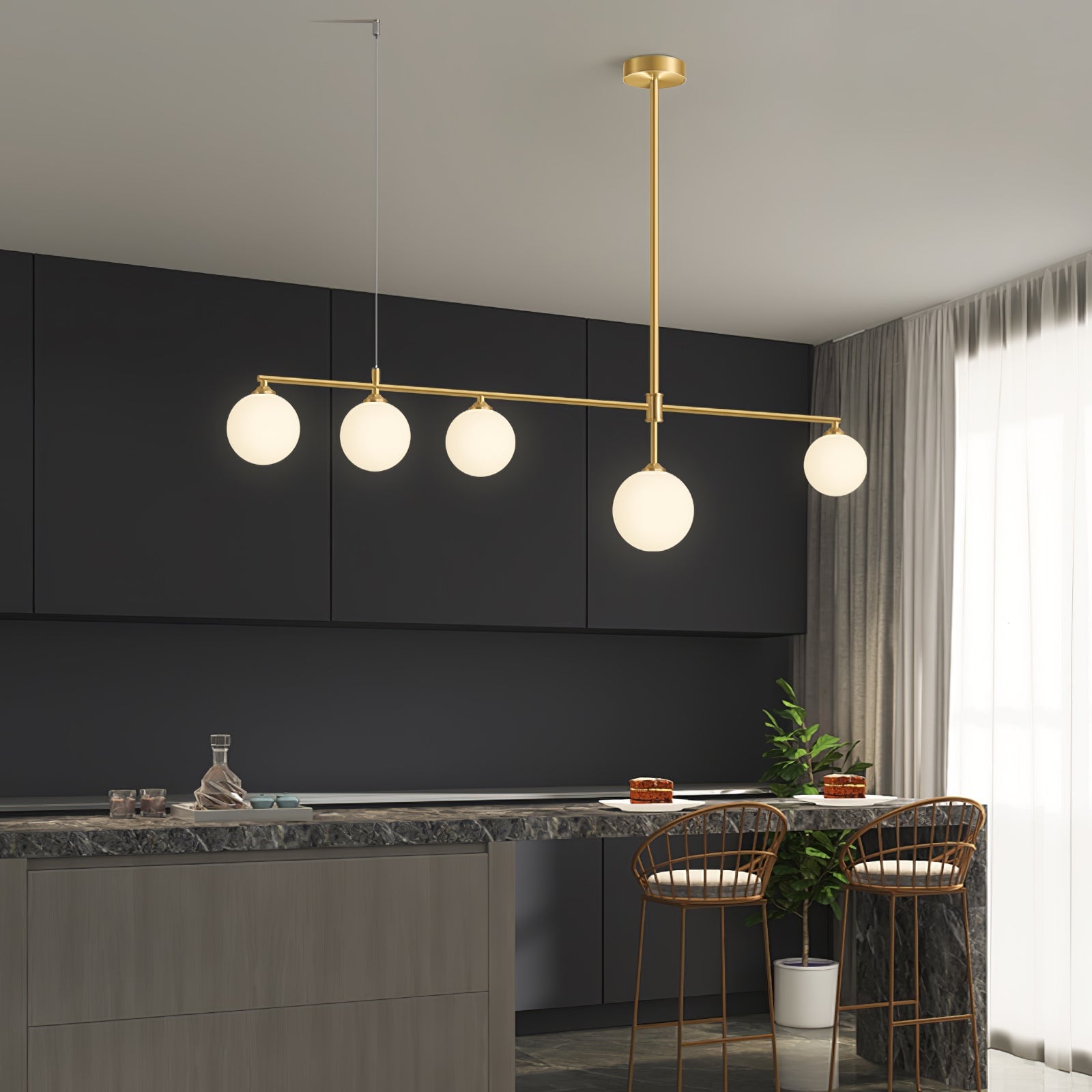 Brass Globe Chandelier - Lumpaz