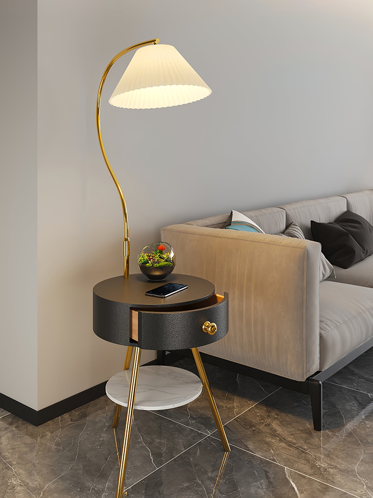 Pleated Drawer Floor Light - Lumpaz