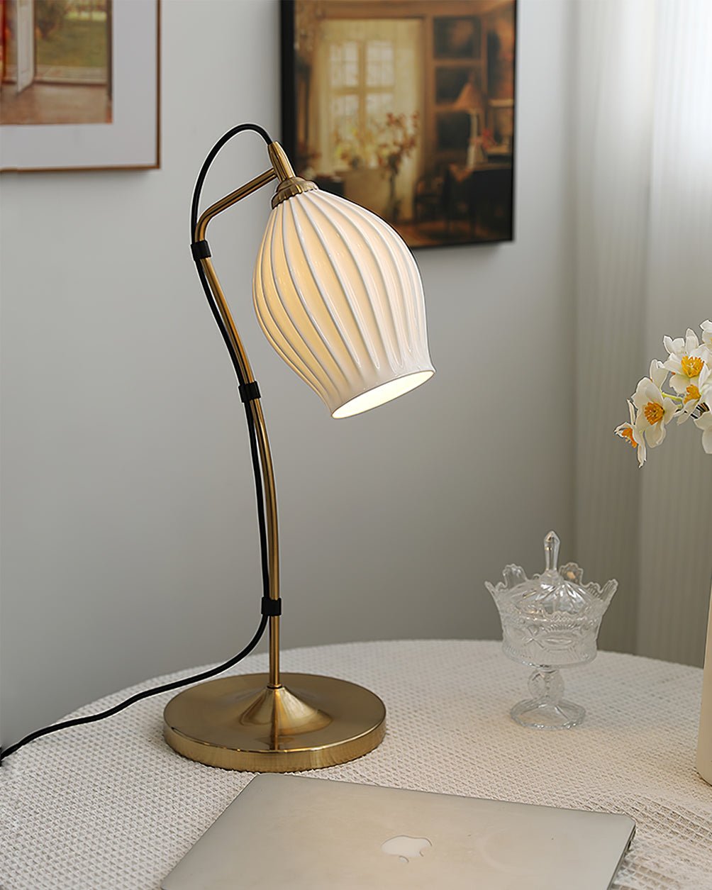 Ceramic Ribbed Table Lamp - Lumpaz