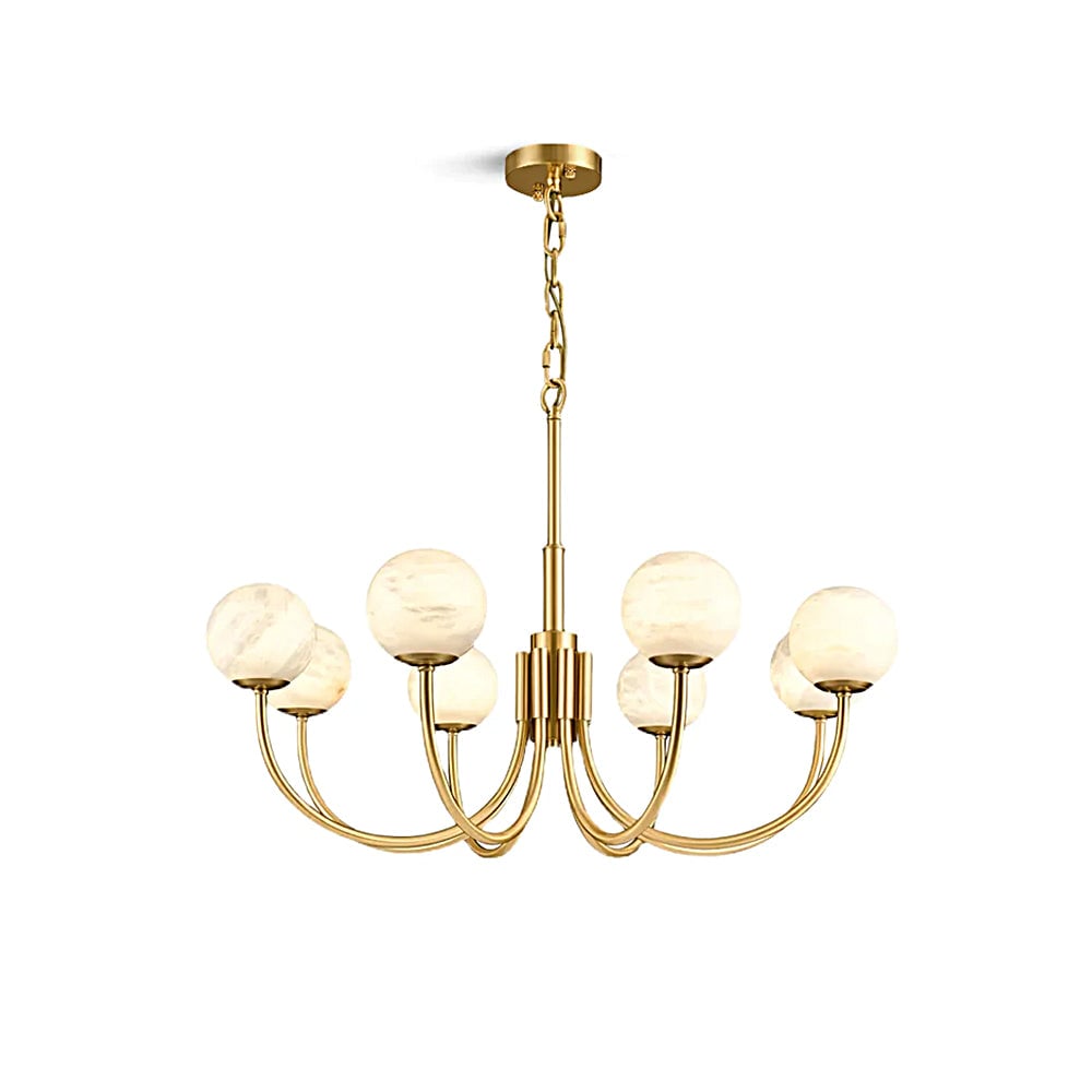 Brass Alabaster Round Chandelier - Lumpaz