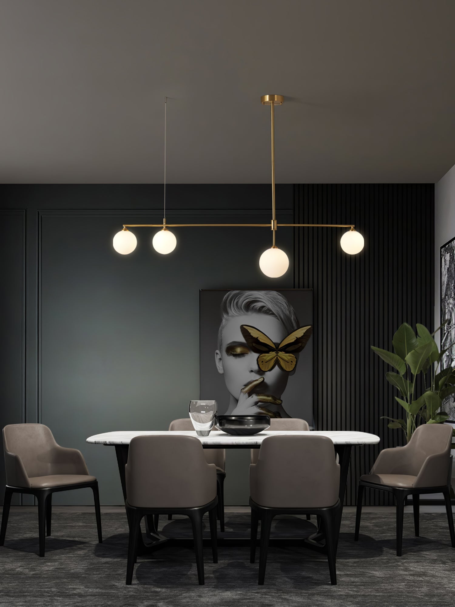 Brass Globe Chandelier - Lumpaz