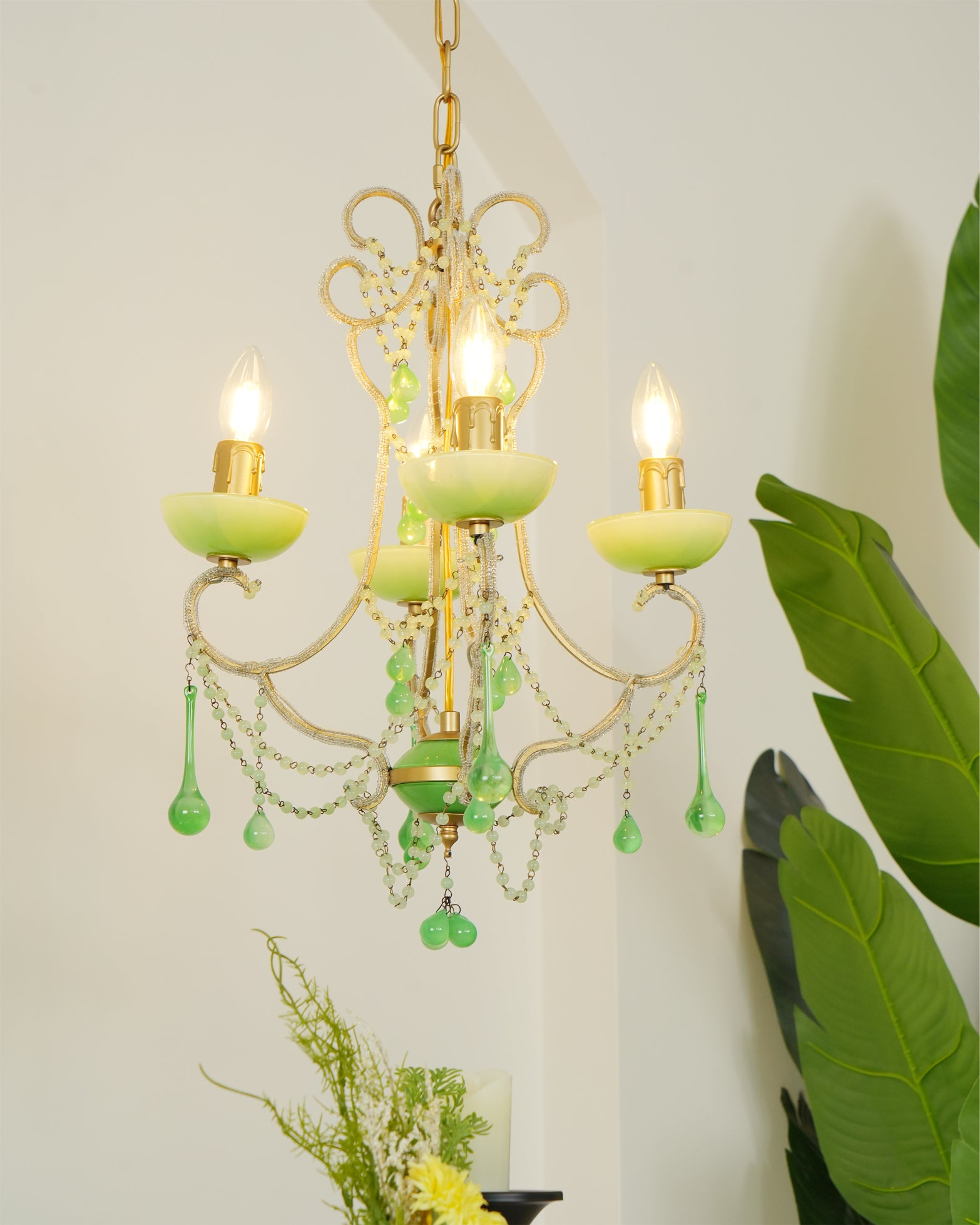 Murano Green Drops Chandelier - Lumpaz