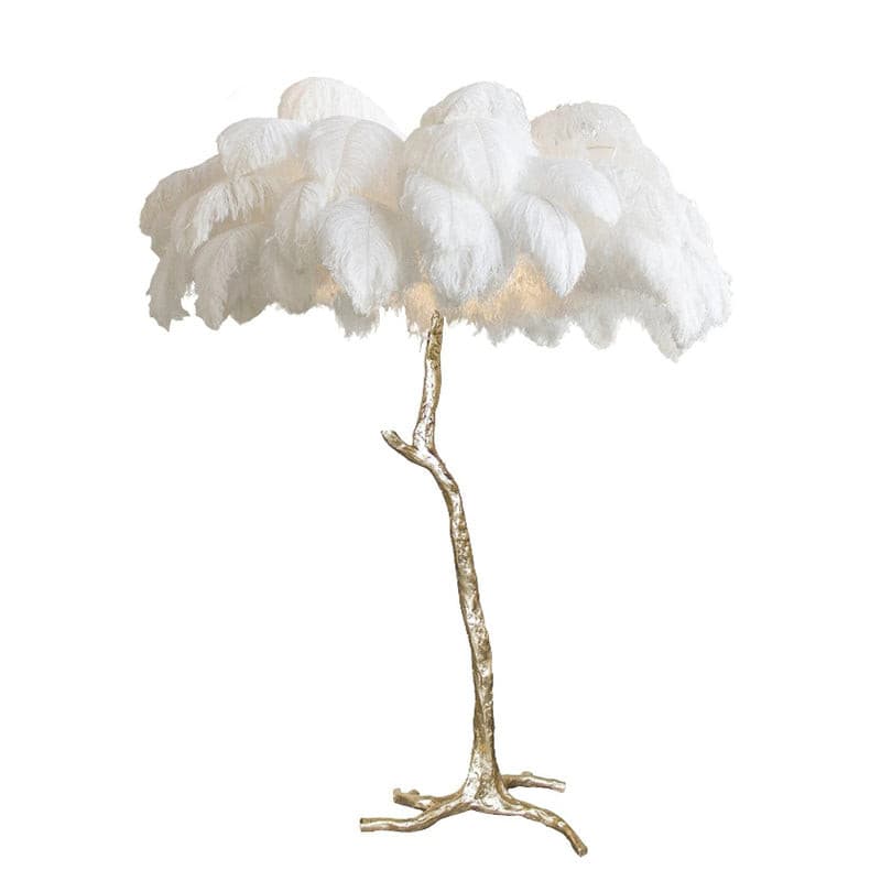 Ostrich Feather Brass Floor Lamp - Lumpaz