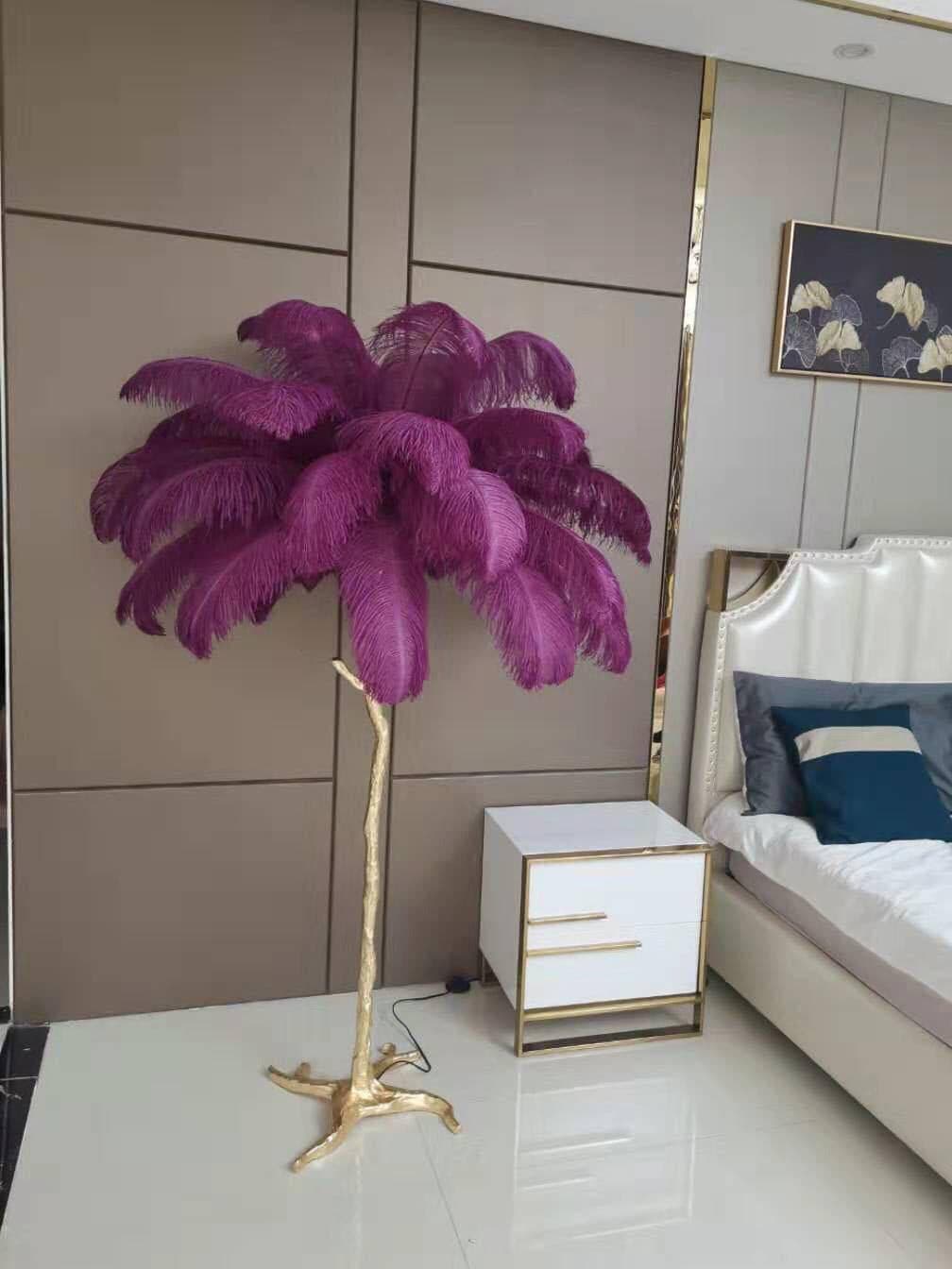 Ostrich Feather Brass Floor Lamp - Lumpaz