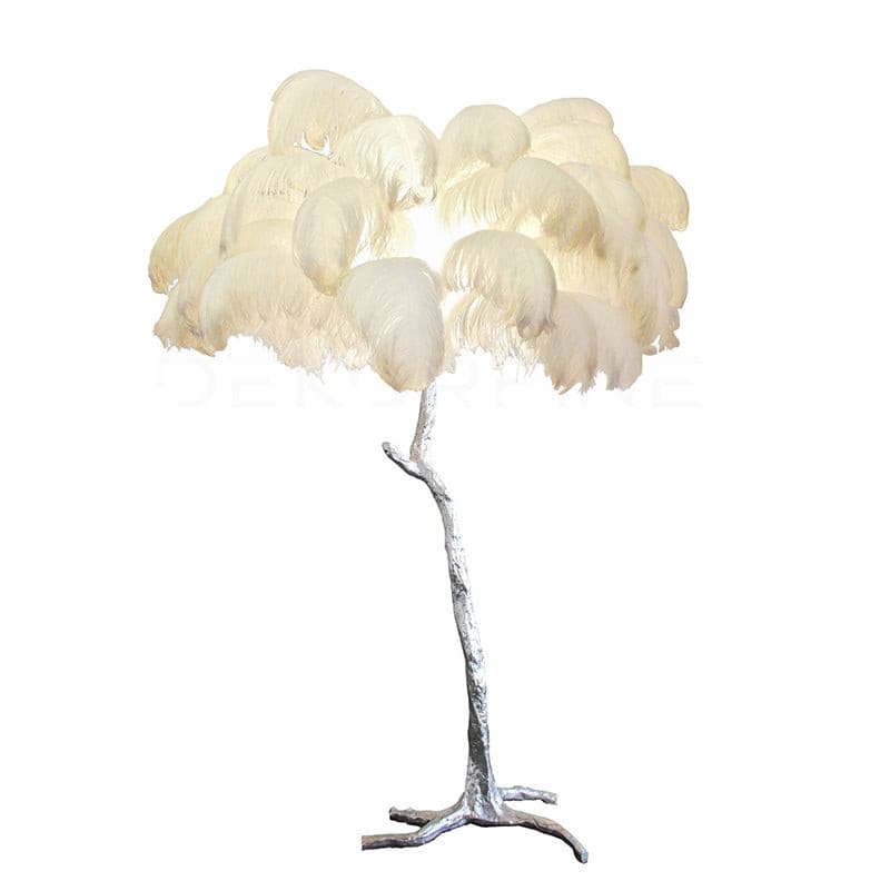 Ostrich Feather Brass Floor Lamp - Lumpaz