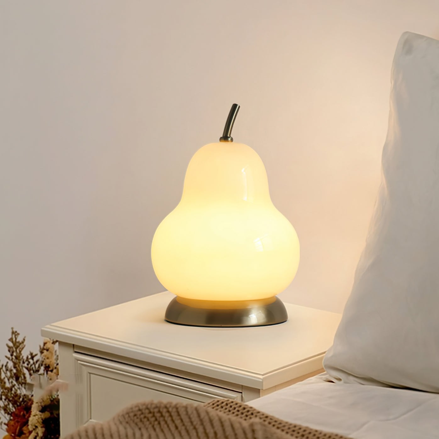 Pear Glass Built-in Battery Table Lamp - Lumpaz