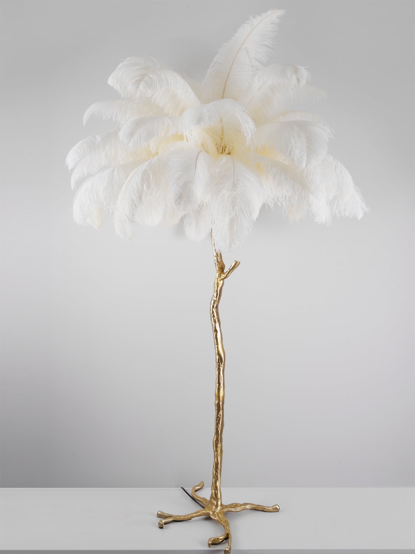 Ostrich Feather Brass Floor Lamp - Lumpaz