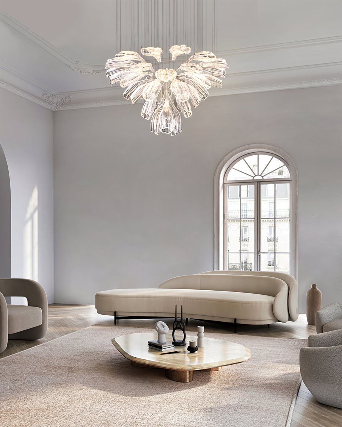 Glass Lotus Chandelier - Lumpaz