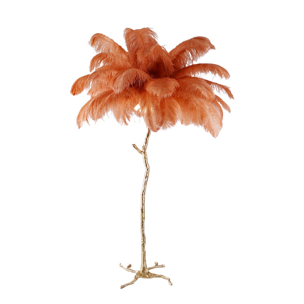 Ostrich Feather Brass Floor Lamp - Lumpaz