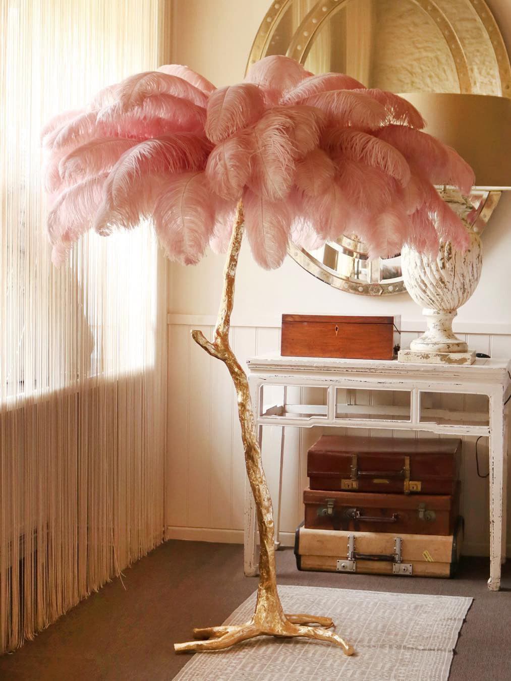 Ostrich Feather Brass Floor Lamp - Lumpaz