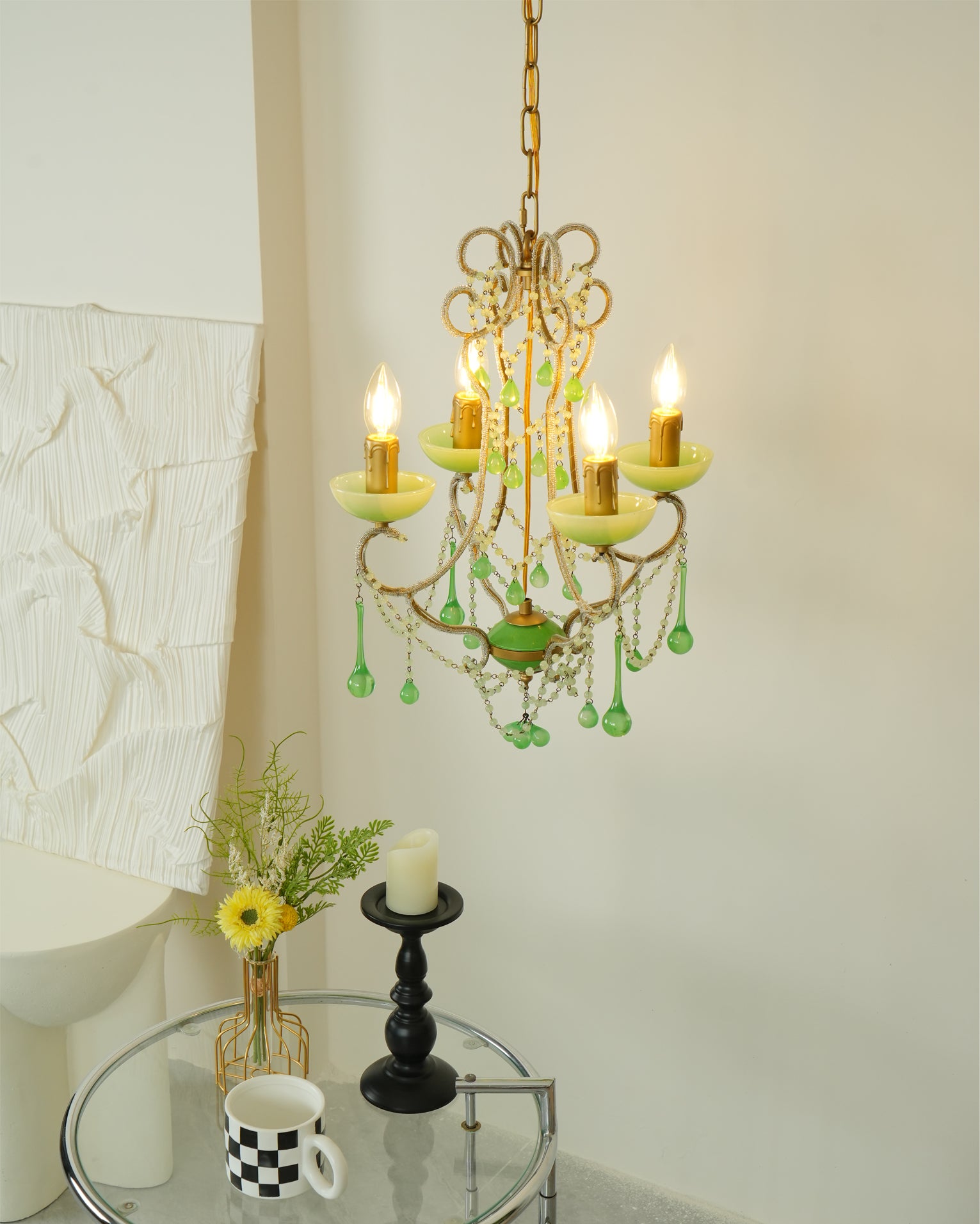 Murano Green Drops Chandelier - Lumpaz