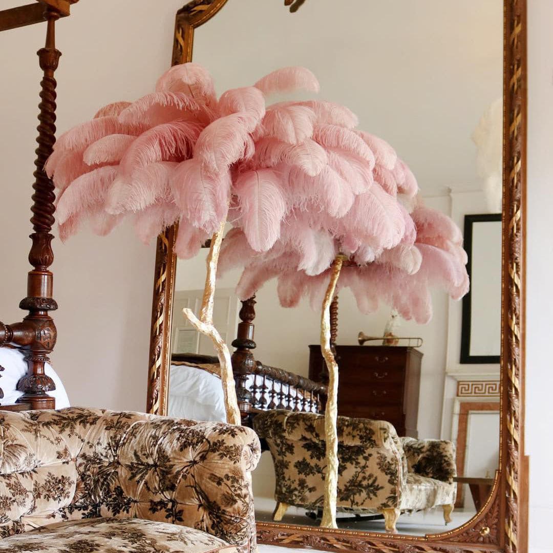 Ostrich Feather Brass Floor Lamp - Lumpaz