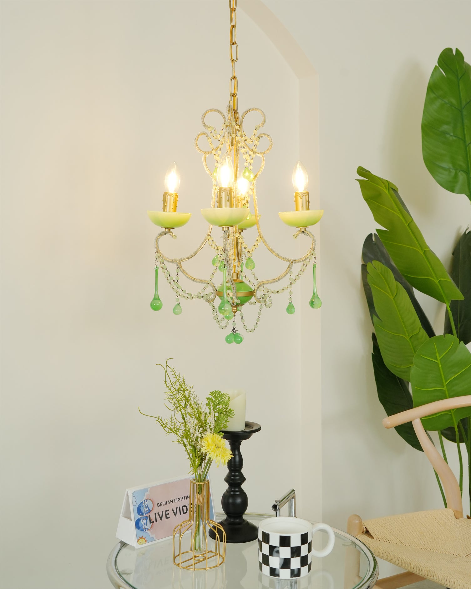 Murano Green Drops Chandelier - Lumpaz
