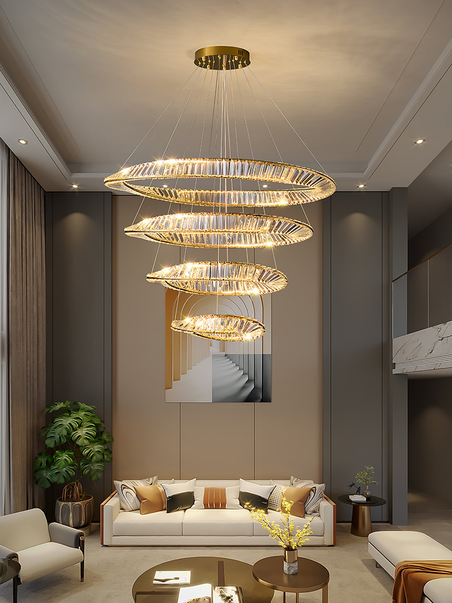 Wave Circle Crystal Chandelier - Lumpaz