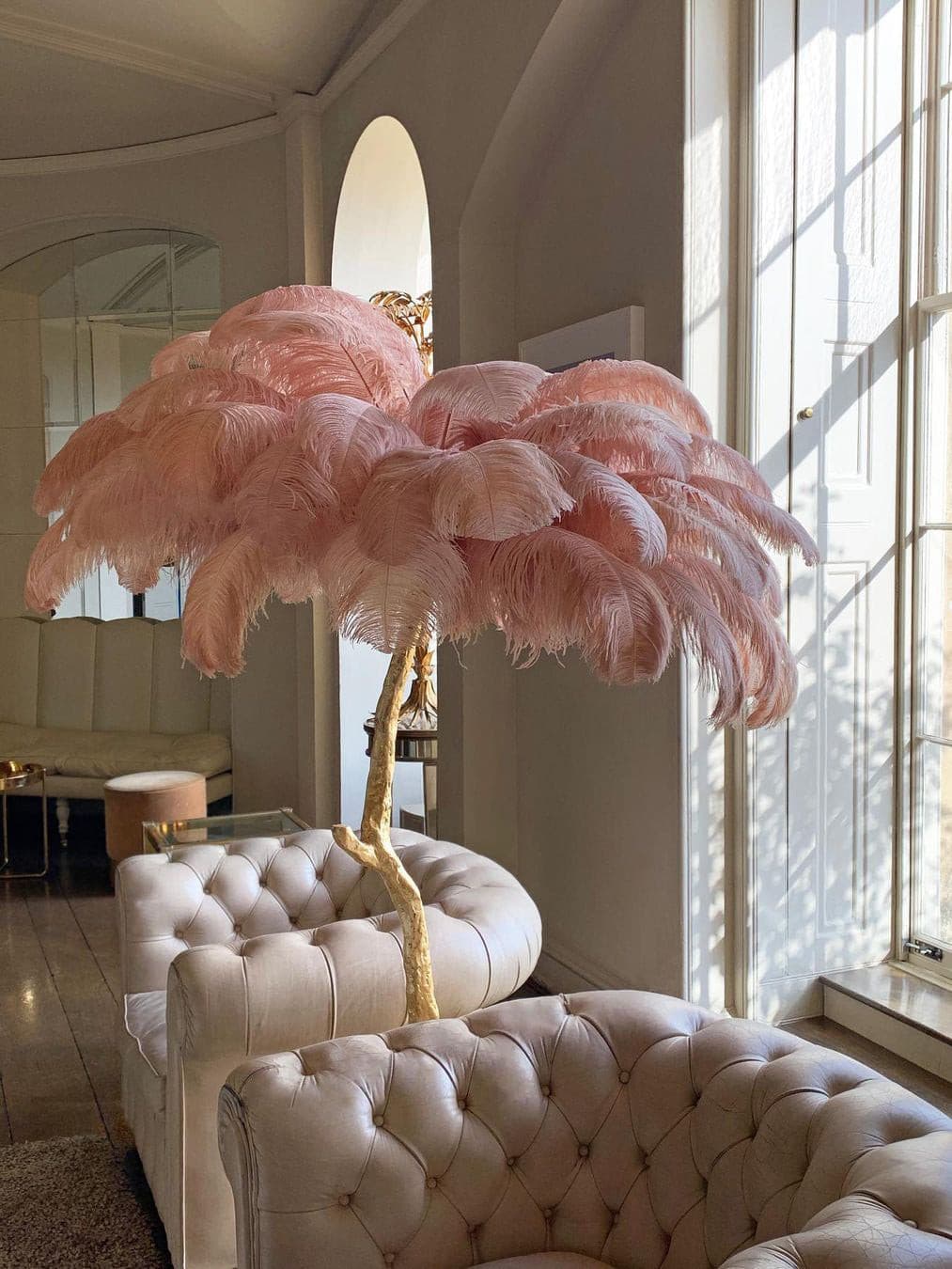 Ostrich Feather Brass Floor Lamp - Lumpaz