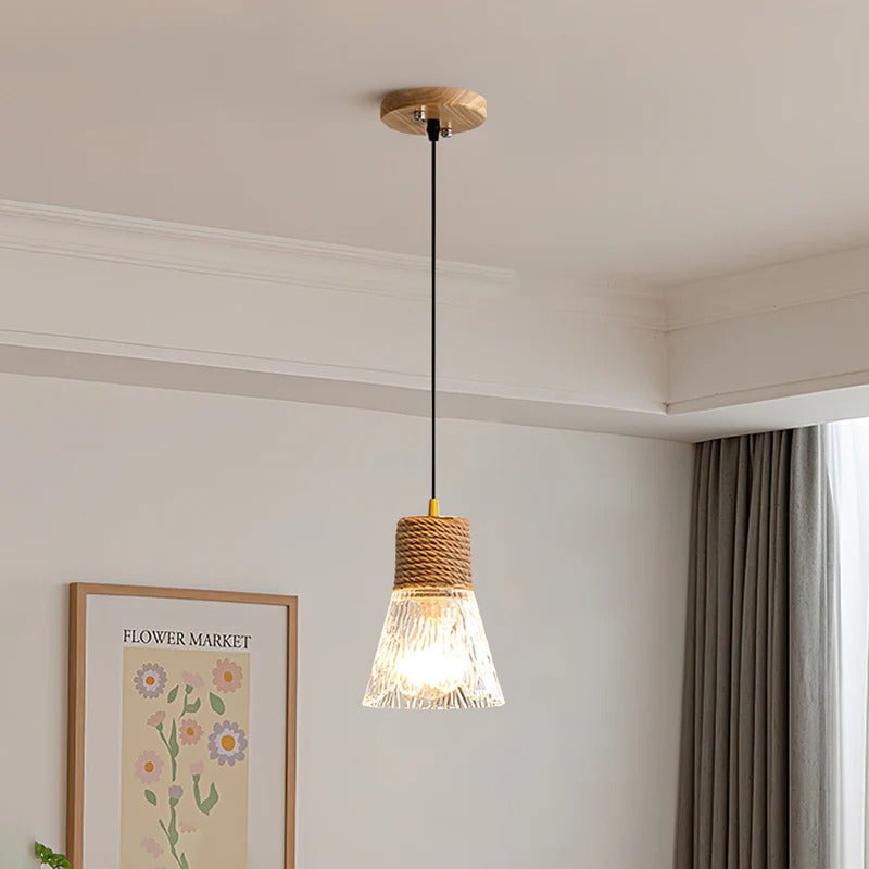 Hemp Rope Glass Pendant Lamp - Lumpaz