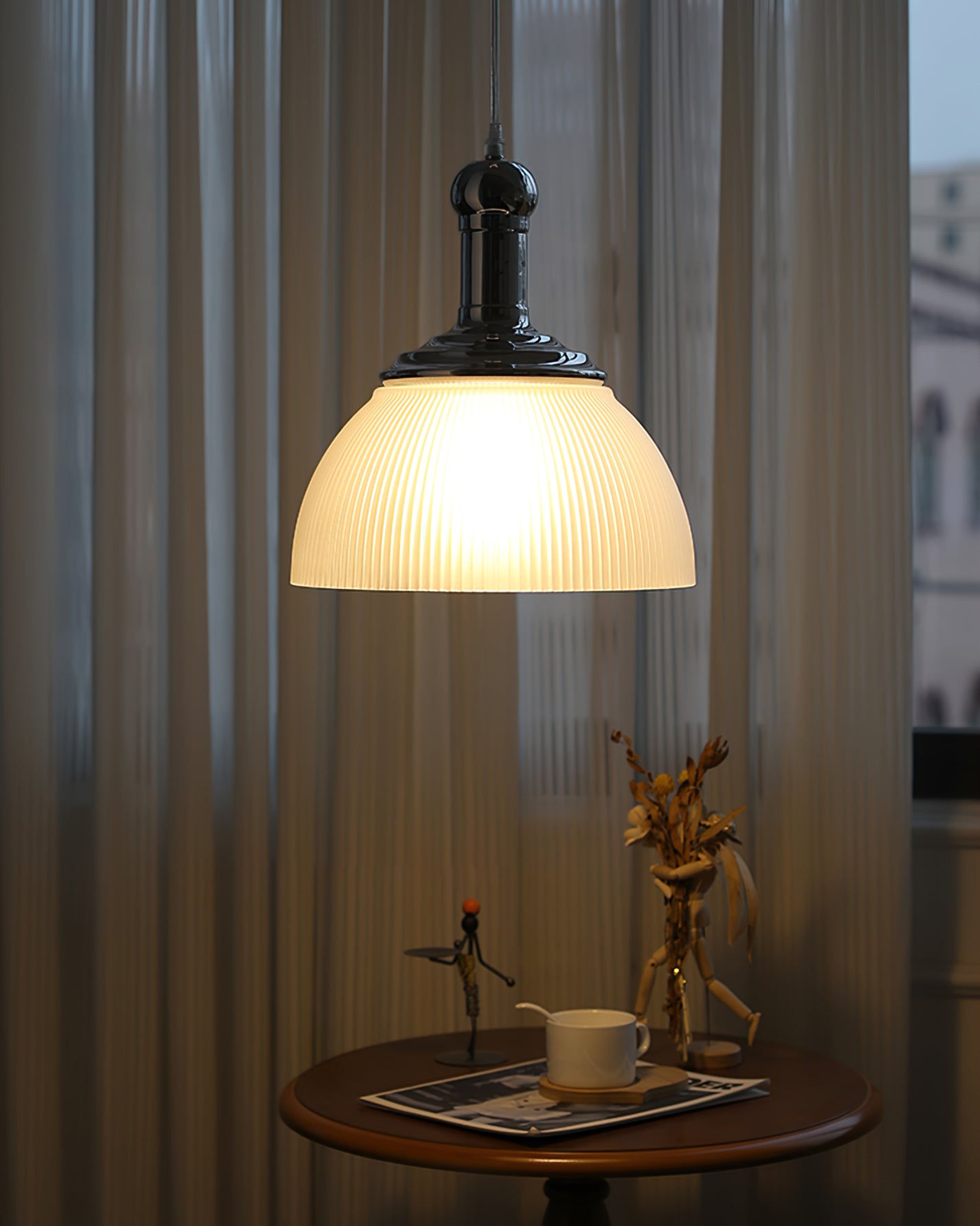 Ribbed Chrome Pendant Lamp - Lumpaz