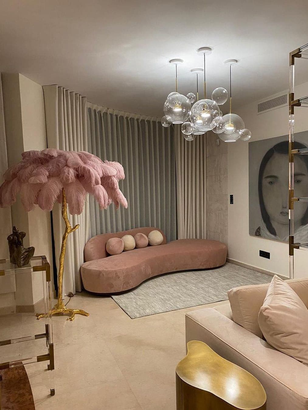 Ostrich Feather Brass Floor Lamp - Lumpaz