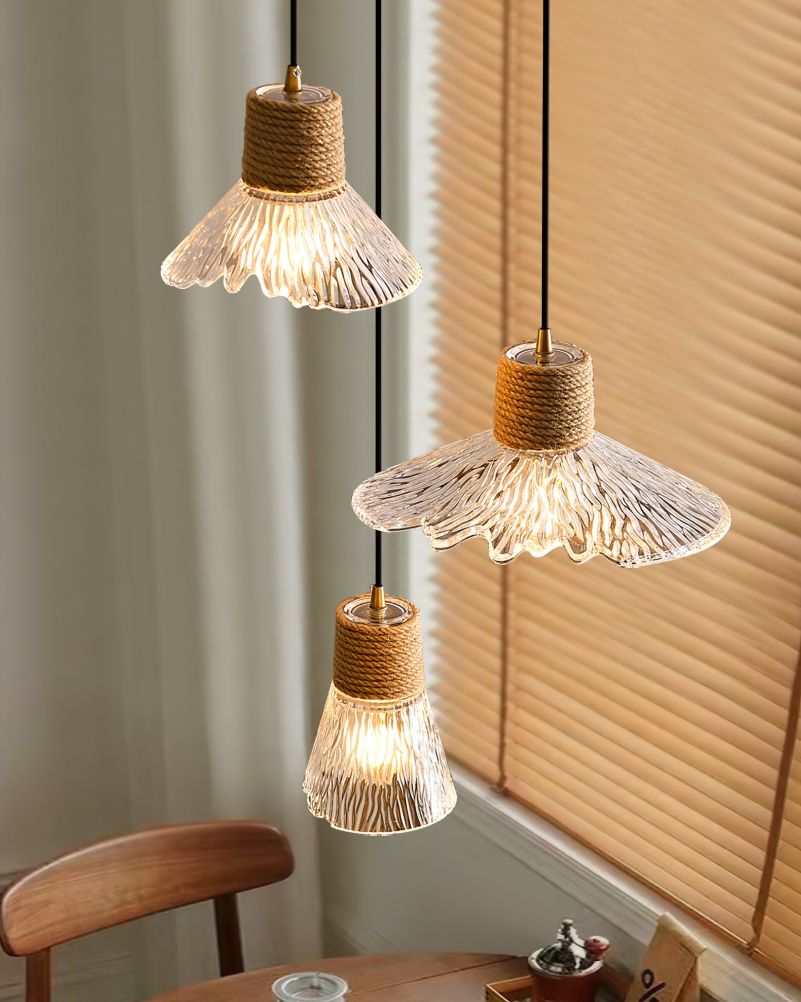 Hemp Rope Glass Pendant Lamp - Lumpaz