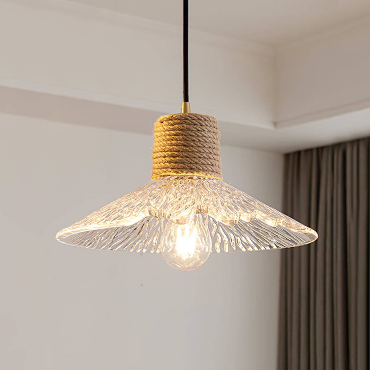 Hemp Rope Glass Pendant Lamp - Lumpaz