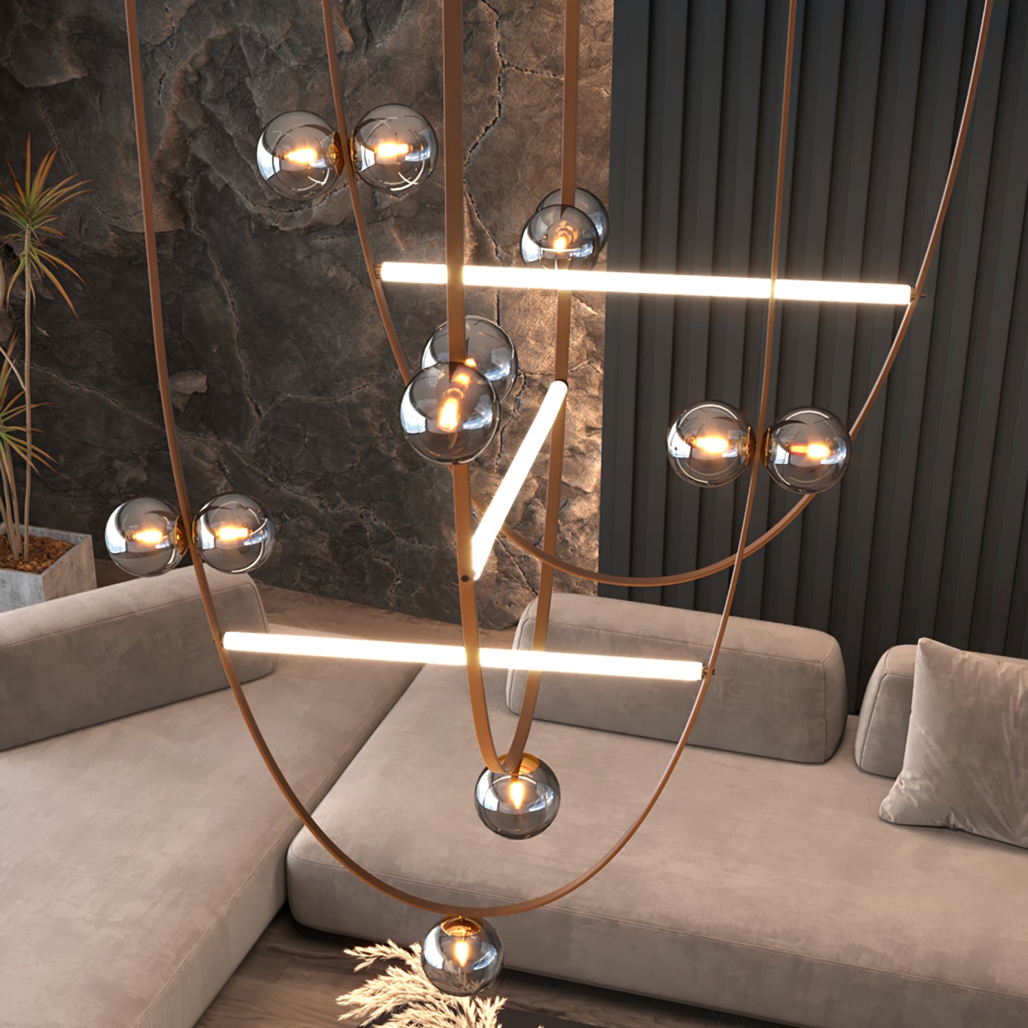 Belt Leather Ball Chandelier - Lumpaz