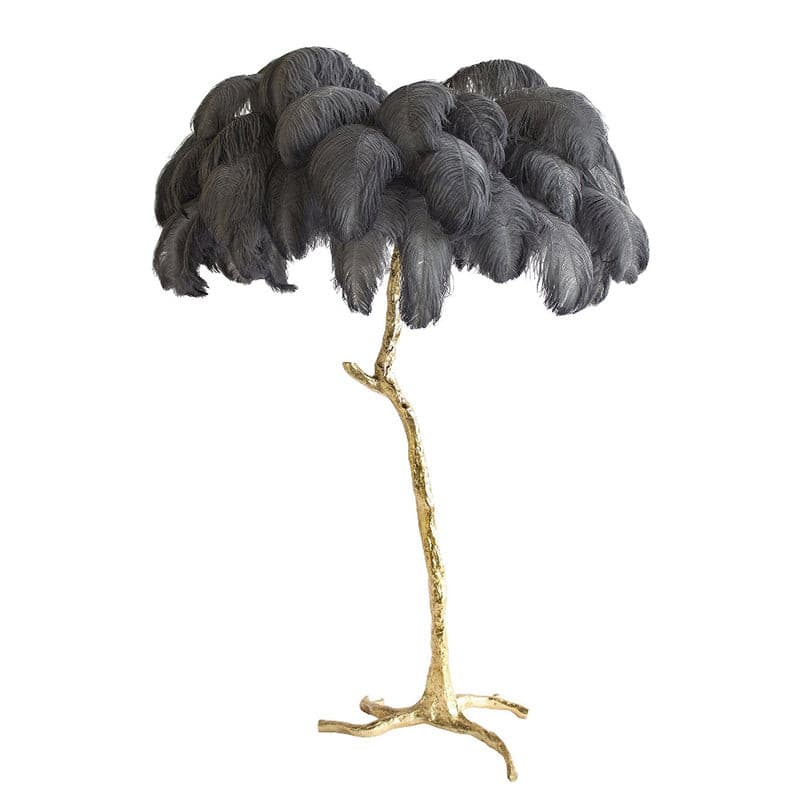 Ostrich Feather Brass Floor Lamp - Lumpaz