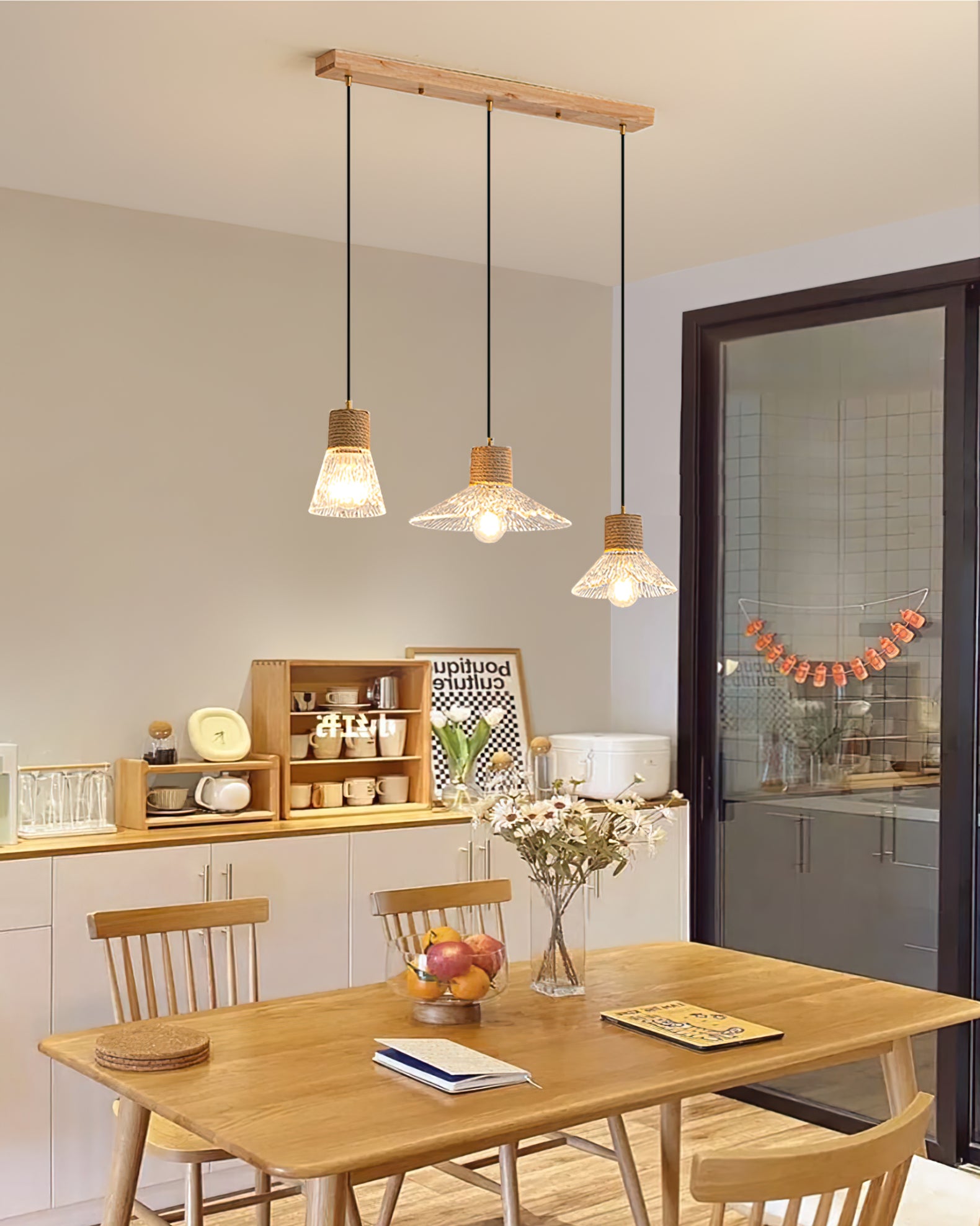 Hemp Rope Glass Pendant Lamp - Lumpaz