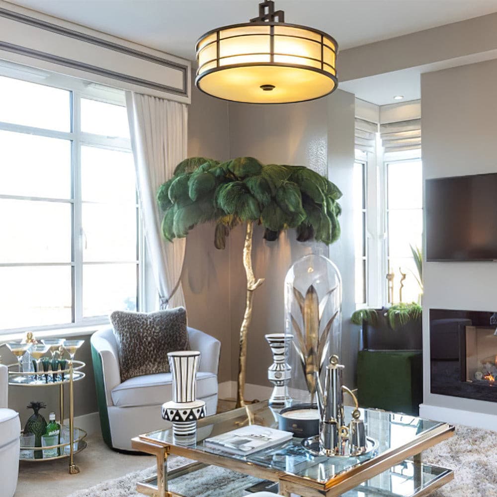 Ostrich Feather Brass Floor Lamp - Lumpaz