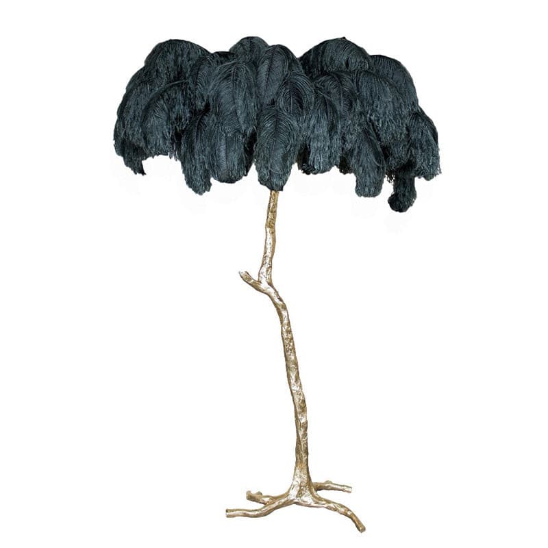 Ostrich Feather Brass Floor Lamp - Lumpaz