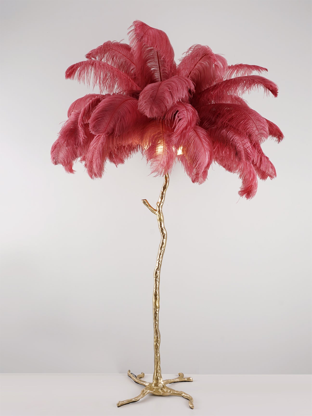 Ostrich Feather Brass Floor Lamp - Lumpaz