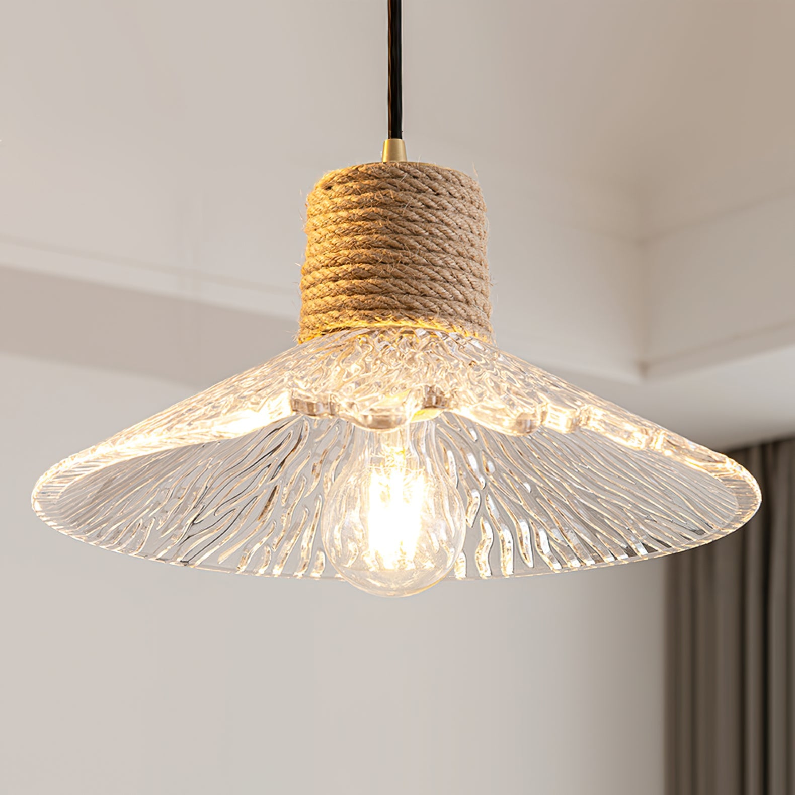 Hemp Rope Glass Pendant Lamp - Lumpaz