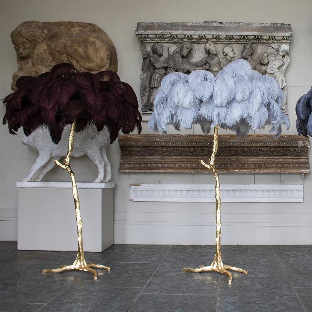 Ostrich Feather Brass Floor Lamp - Lumpaz