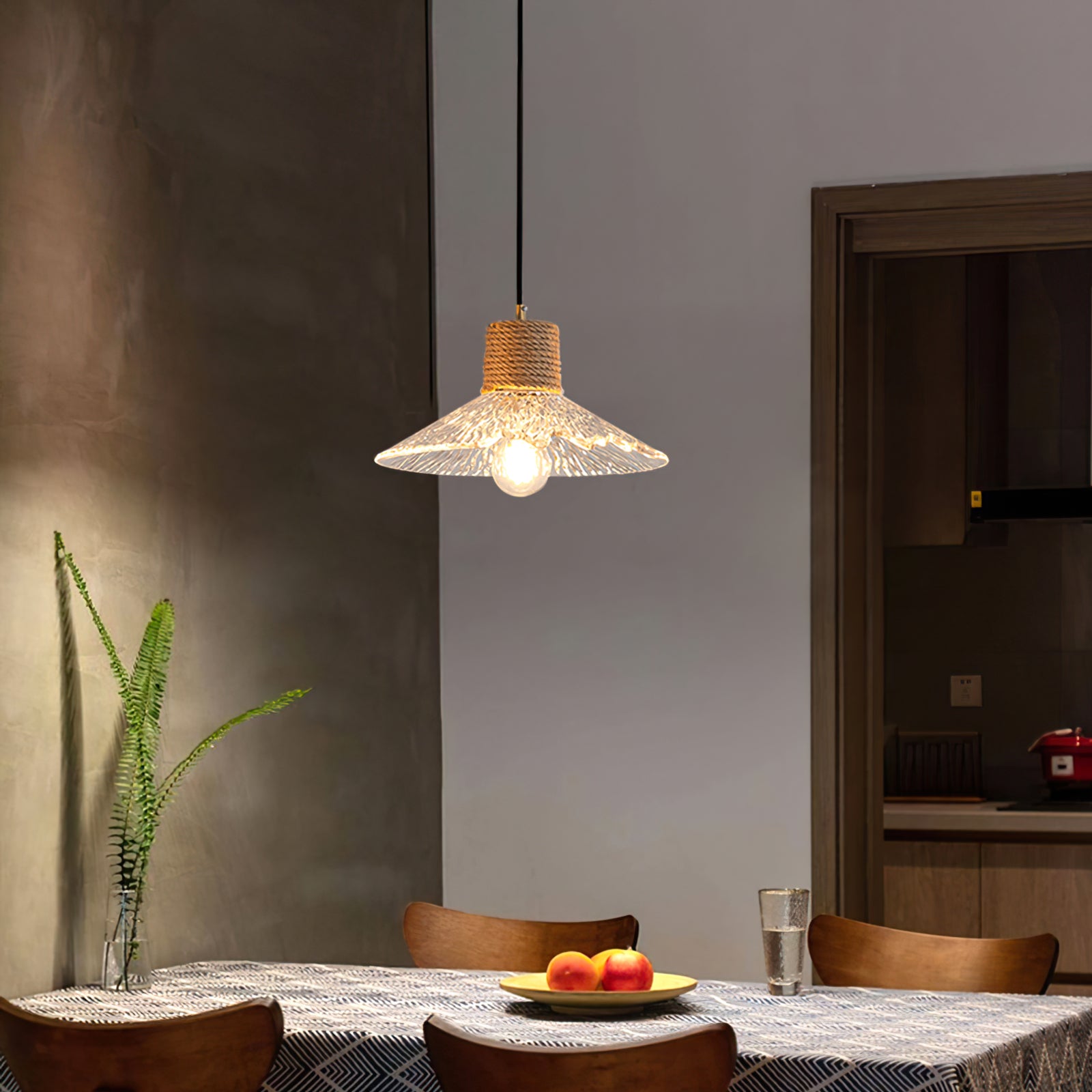 Hemp Rope Glass Pendant Lamp - Lumpaz