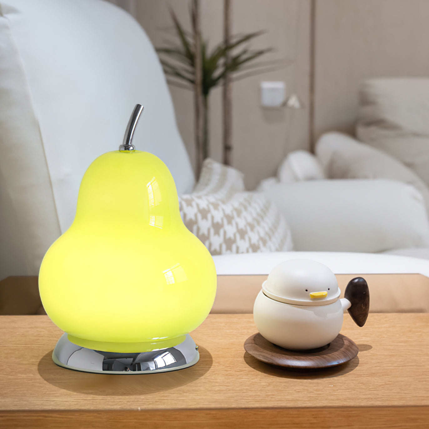 Pear Glass Built-in Battery Table Lamp - Lumpaz
