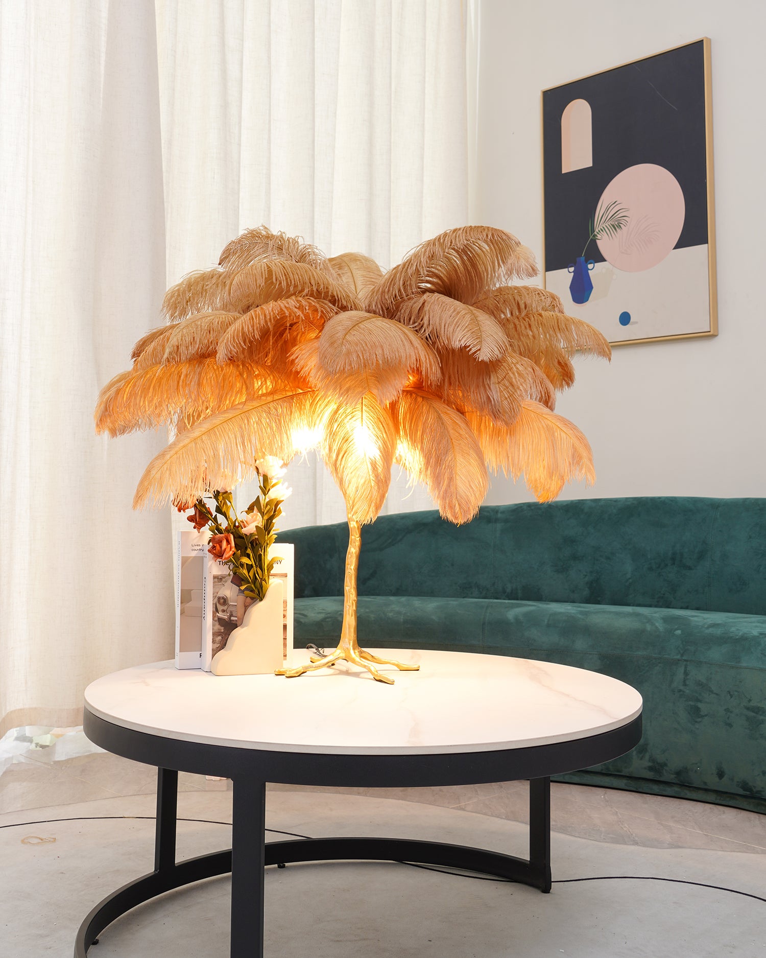 Ostrich Feather Table Lamp - Lumpaz