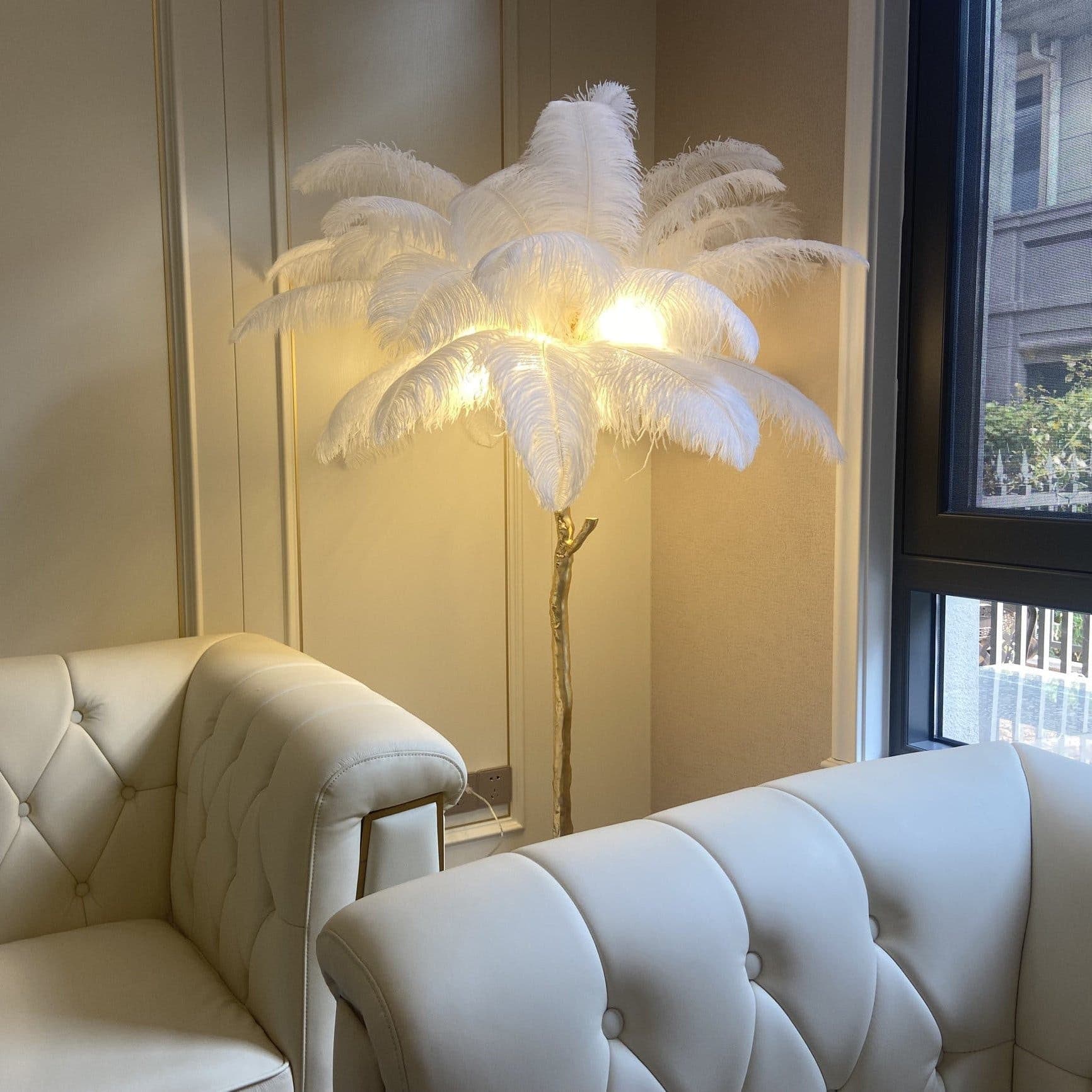 Ostrich Feather Brass Floor Lamp - Lumpaz