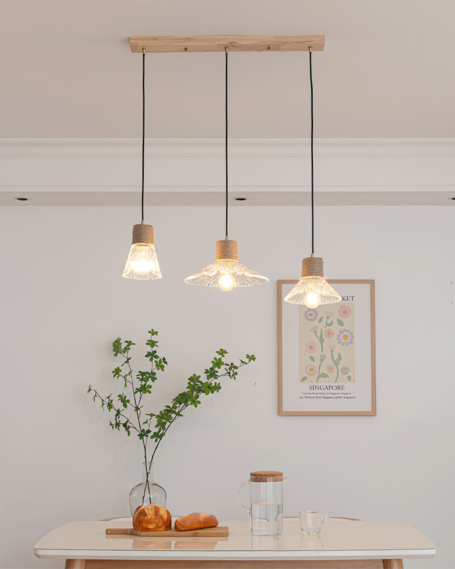 Hemp Rope Glass Pendant Lamp - Lumpaz