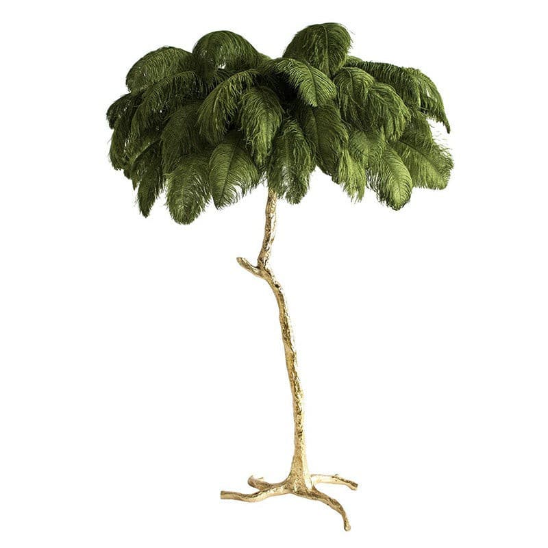 Ostrich Feather Brass Floor Lamp - Lumpaz
