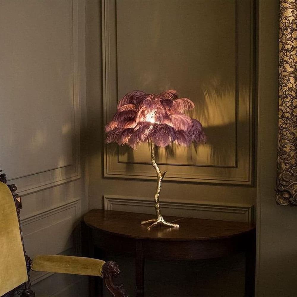 Ostrich Feather Table Lamp - Lumpaz
