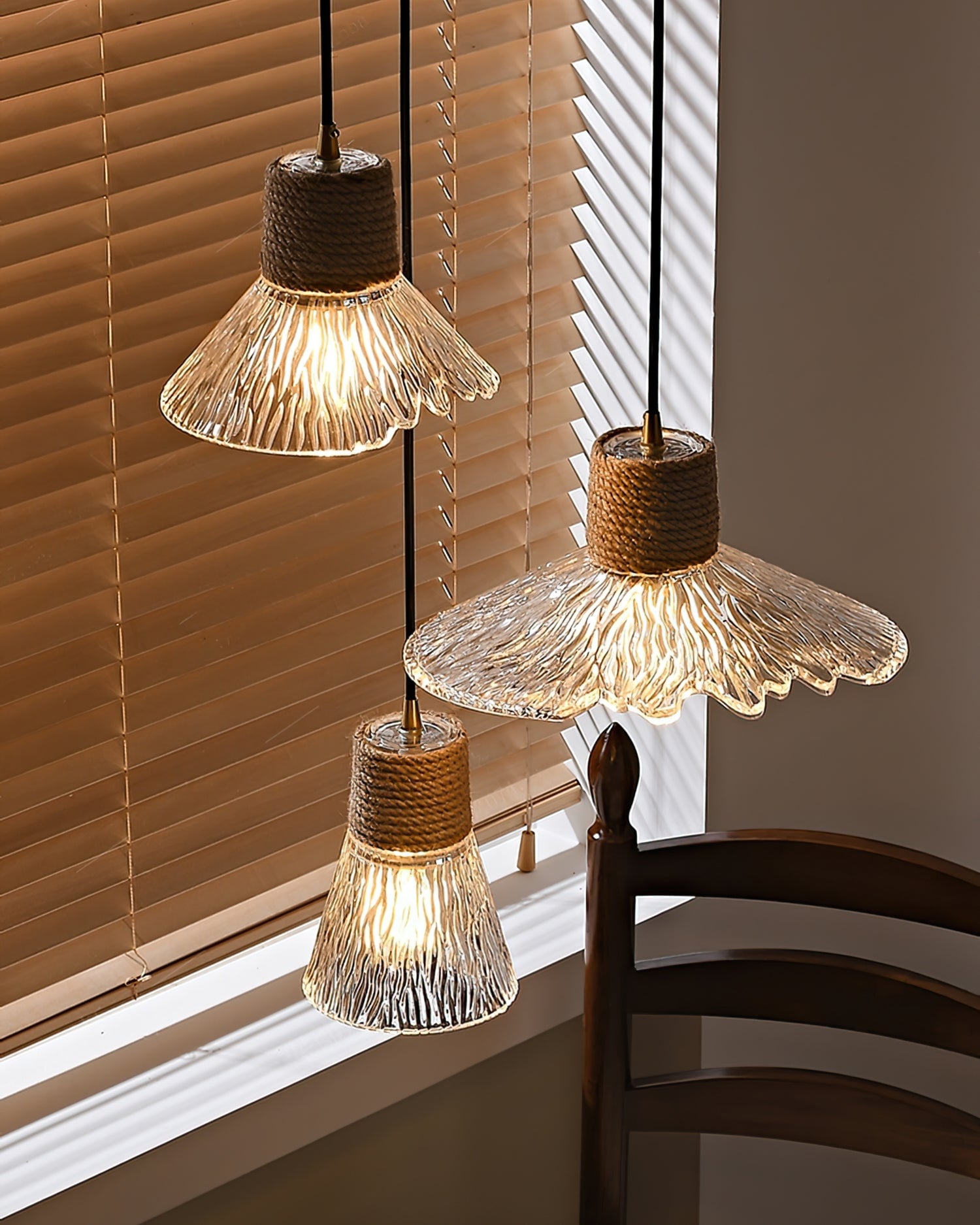 Hemp Rope Glass Pendant Lamp - Lumpaz