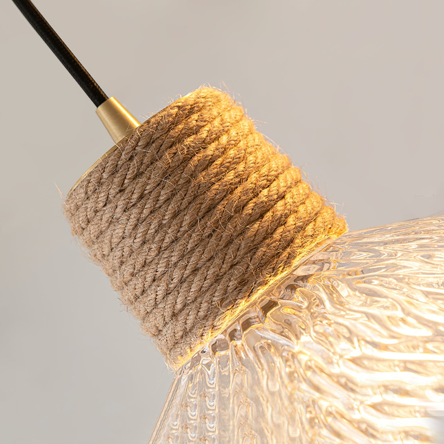 Hemp Rope Glass Pendant Lamp - Lumpaz