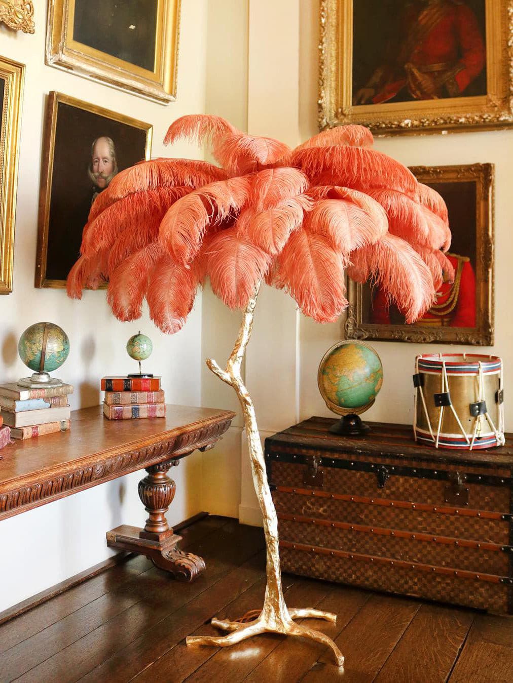 Ostrich Feather Brass Floor Lamp - Lumpaz